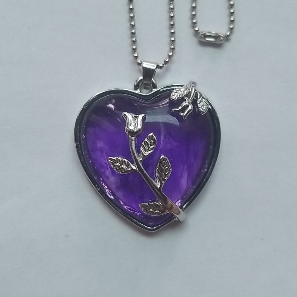 Purple Necklace with Flowers